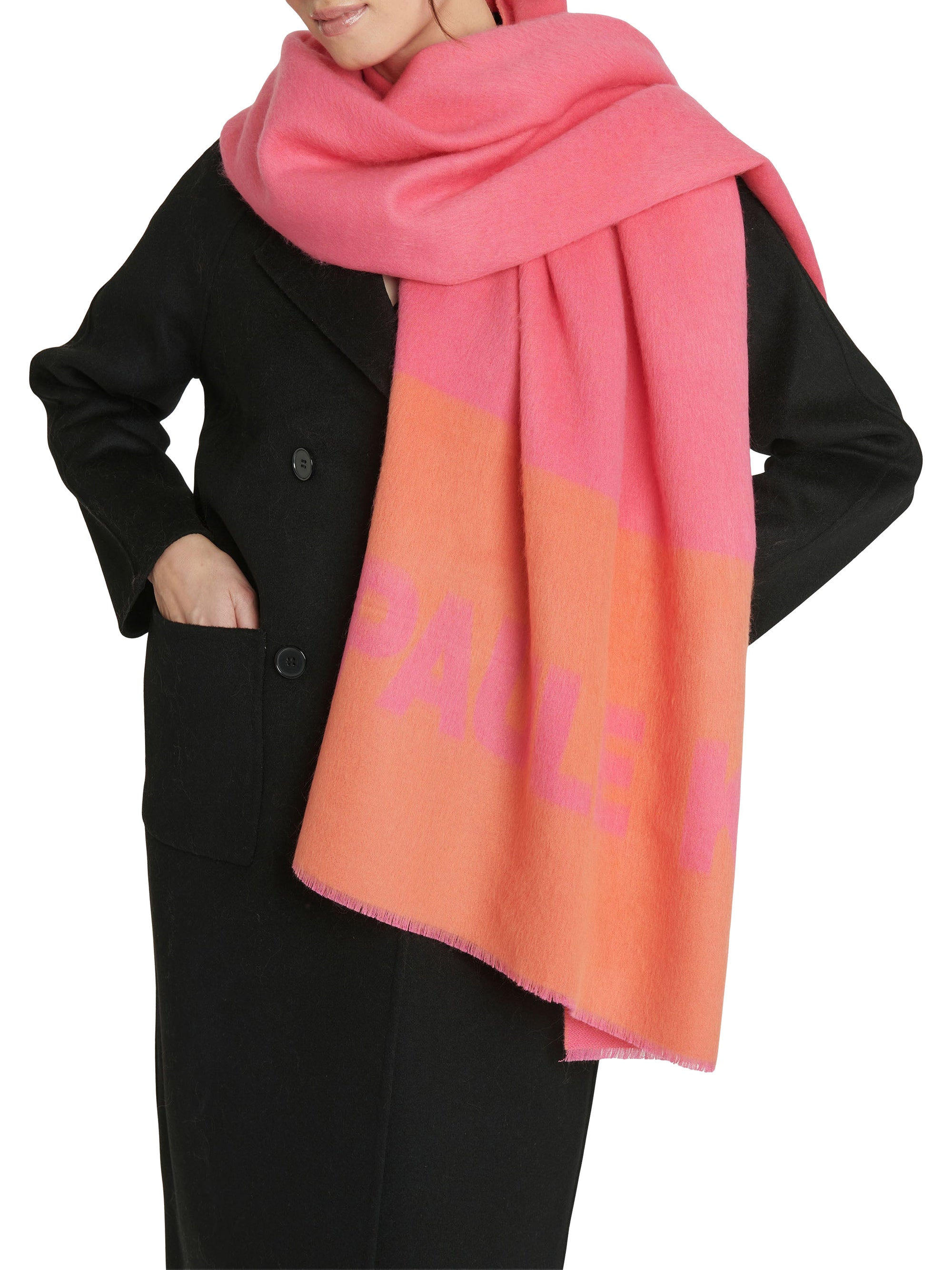 Écharpe bicolore en laine - Rose & orange