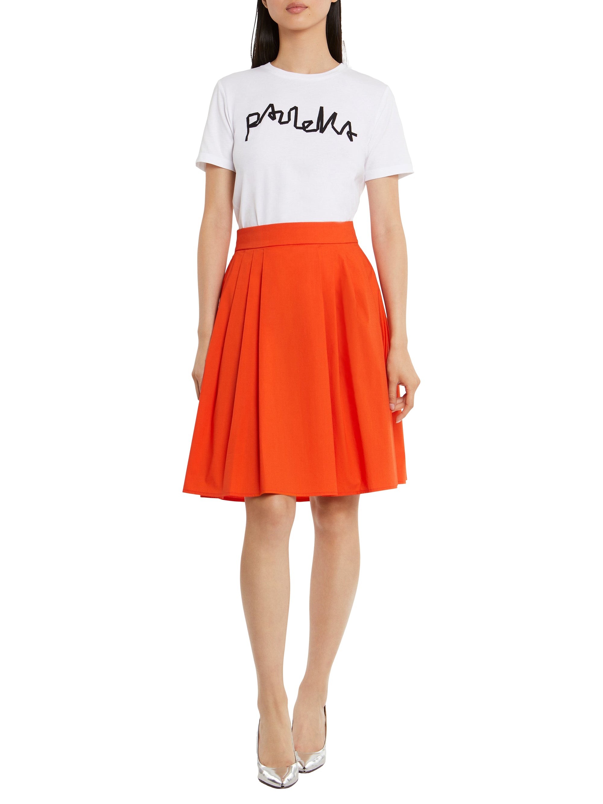 Belted midi skirt - Orange red