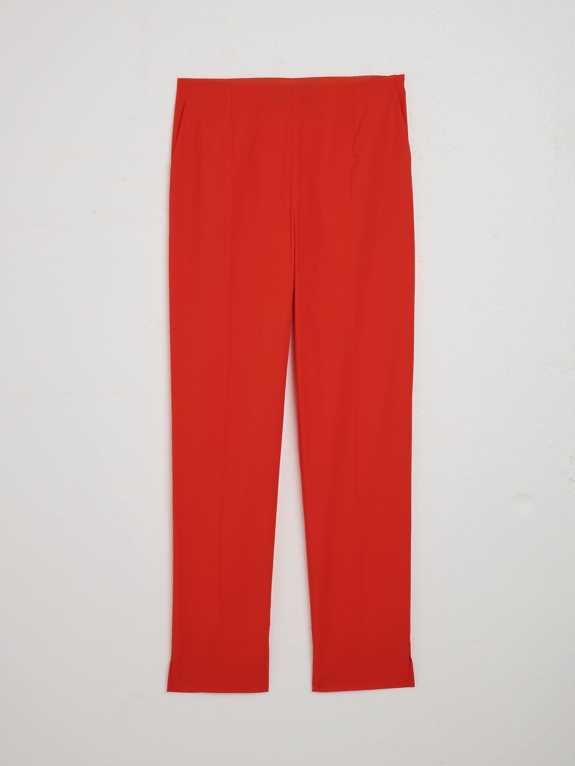 Pantalon stretch en popeline de coton - Rouge orange