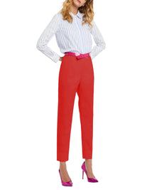 Pantalon stretch en popeline de coton - Rouge orange
