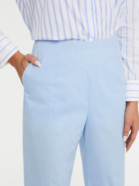 Cotton poplin stretch trousers - Sky blue