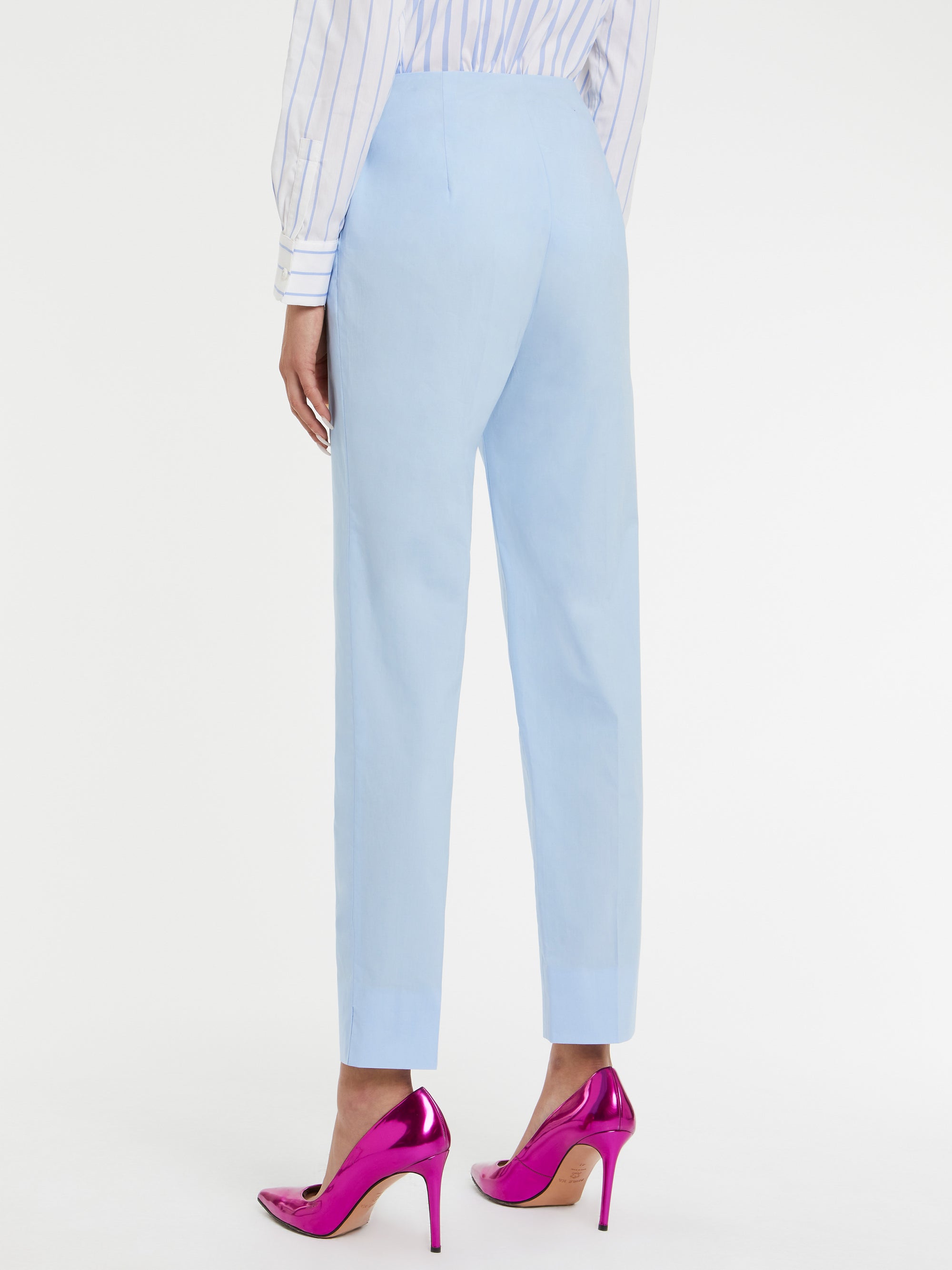 Cotton poplin stretch trousers - Sky blue
