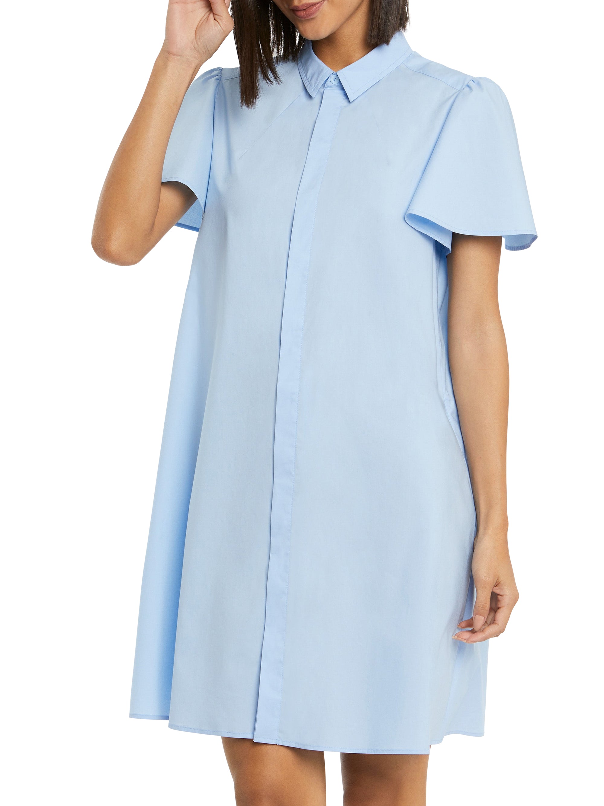 Robe courte en popeline de coton - Bleu ciel