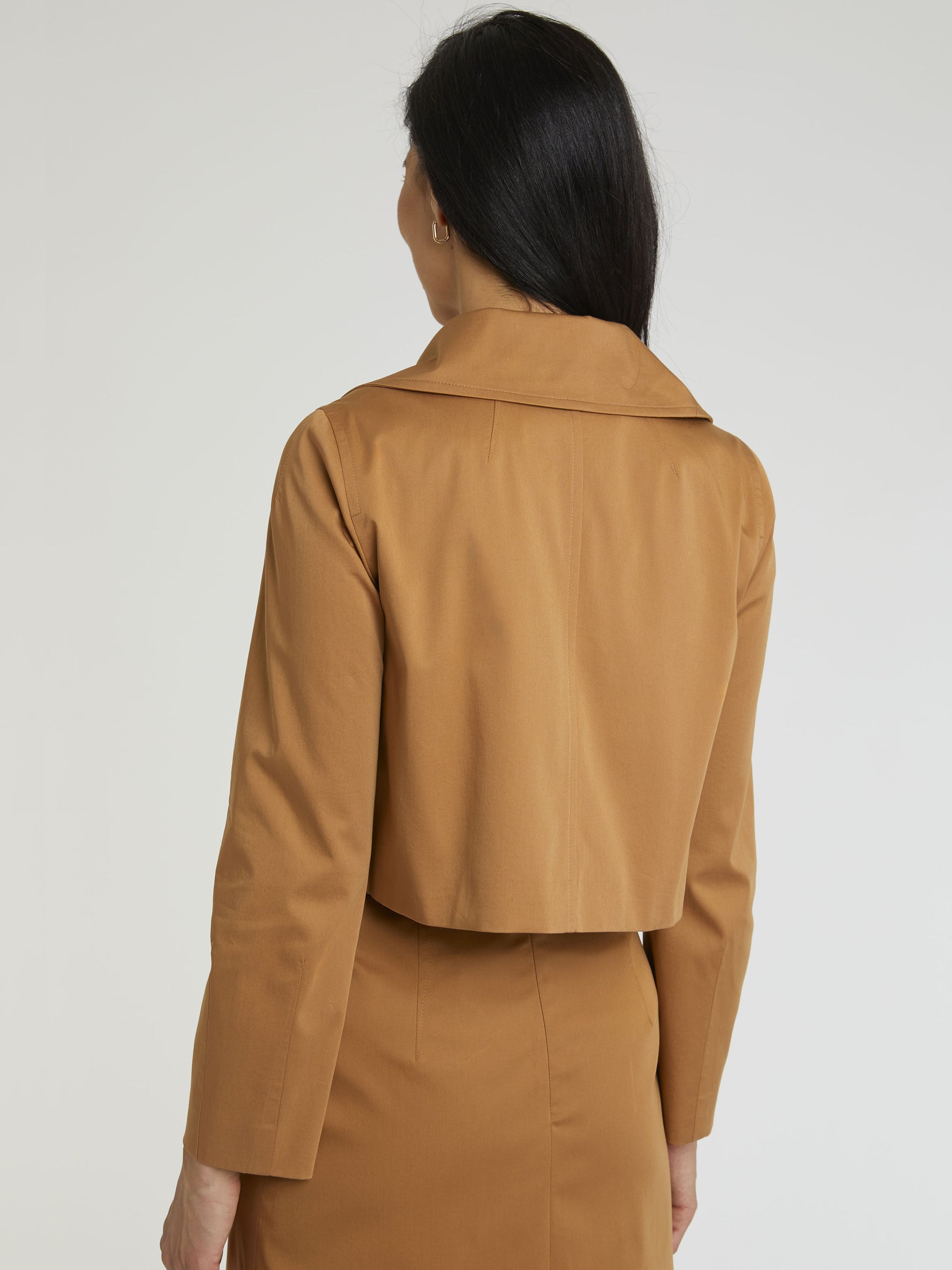 Veste courte en satin de coton - Camel