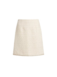 Jupe trapèze taille haute en tweed de coton - Nougat