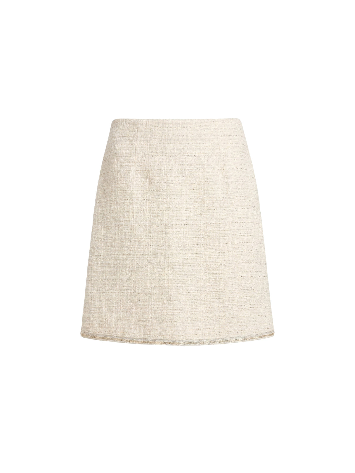 Jupe trapèze taille haute en tweed de coton - Nougat