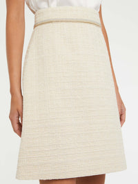 Jupe trapèze taille haute en tweed - Beige
