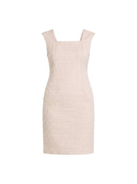 Cotton tweed A-line dress - Pink