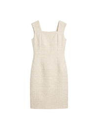 Cotton tweed A-line dress - Nougat