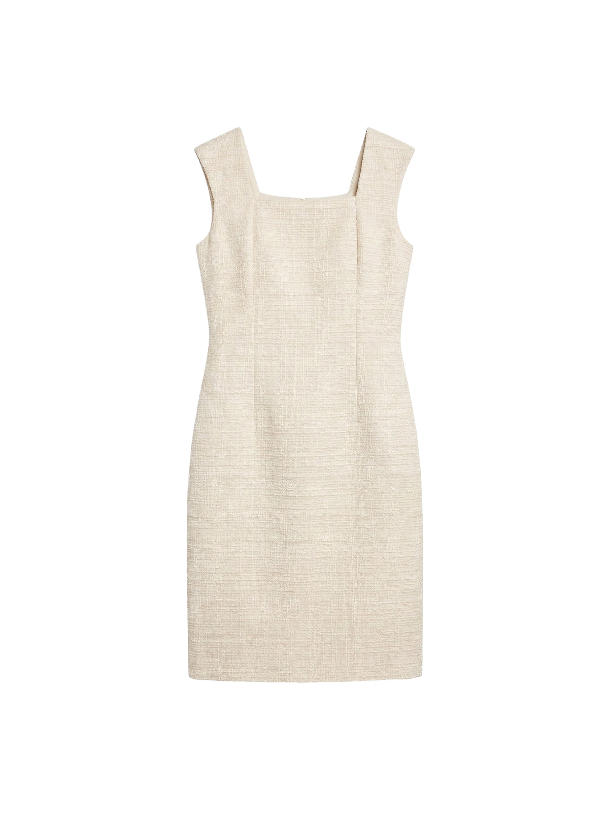 Cotton tweed A-line dress - Nougat