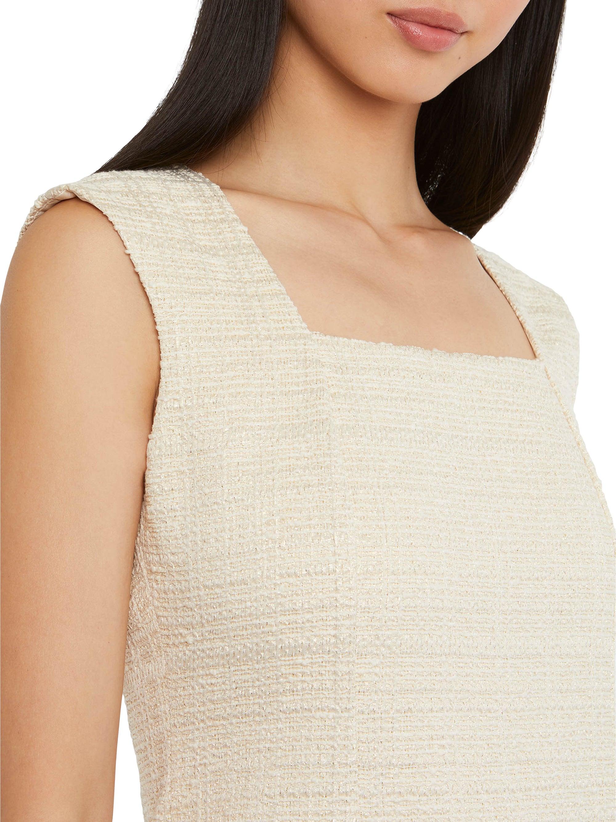 Robe trapèze en tweed - Beige