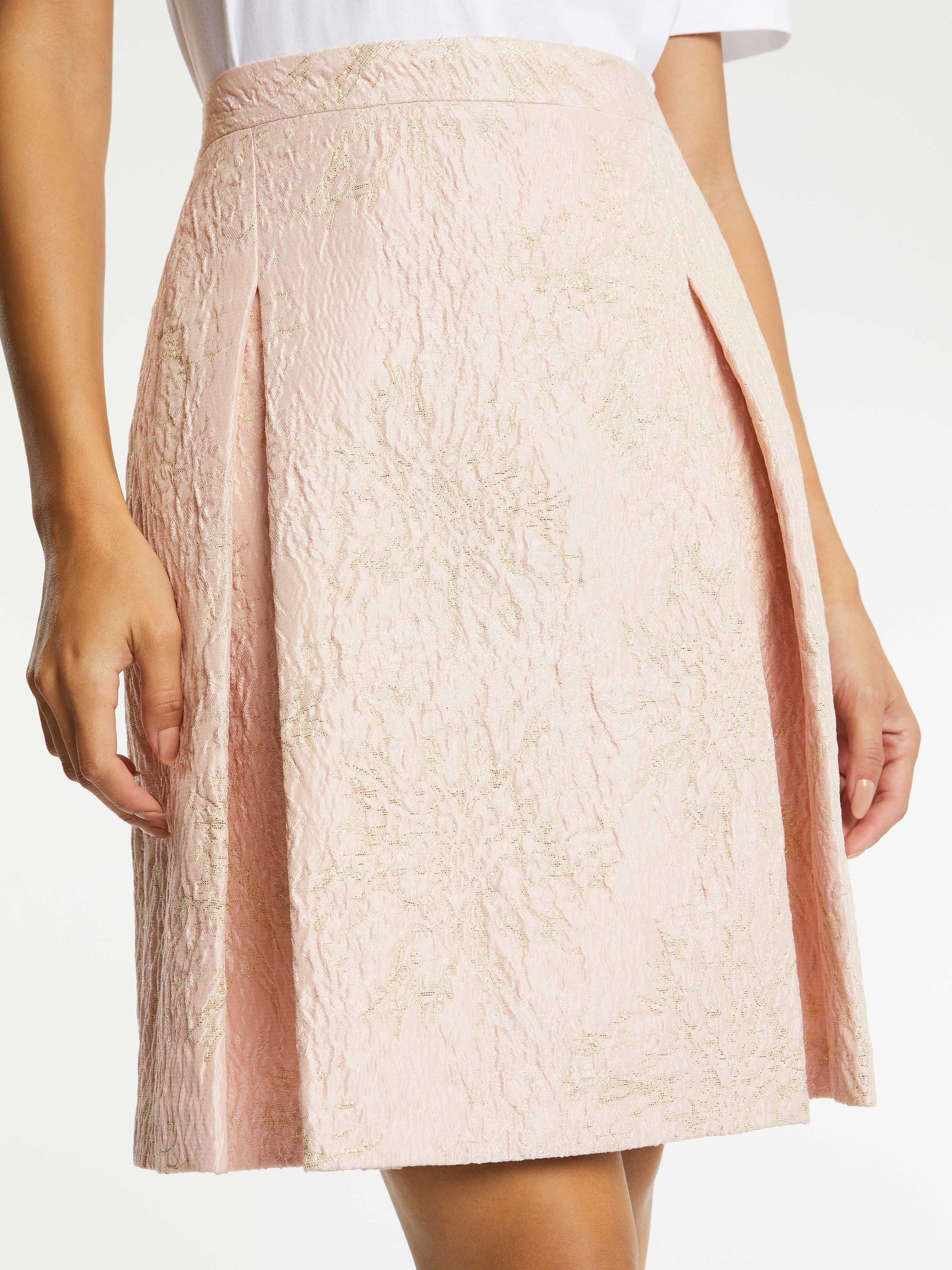 Jupe taille haute texturée - Beige rose