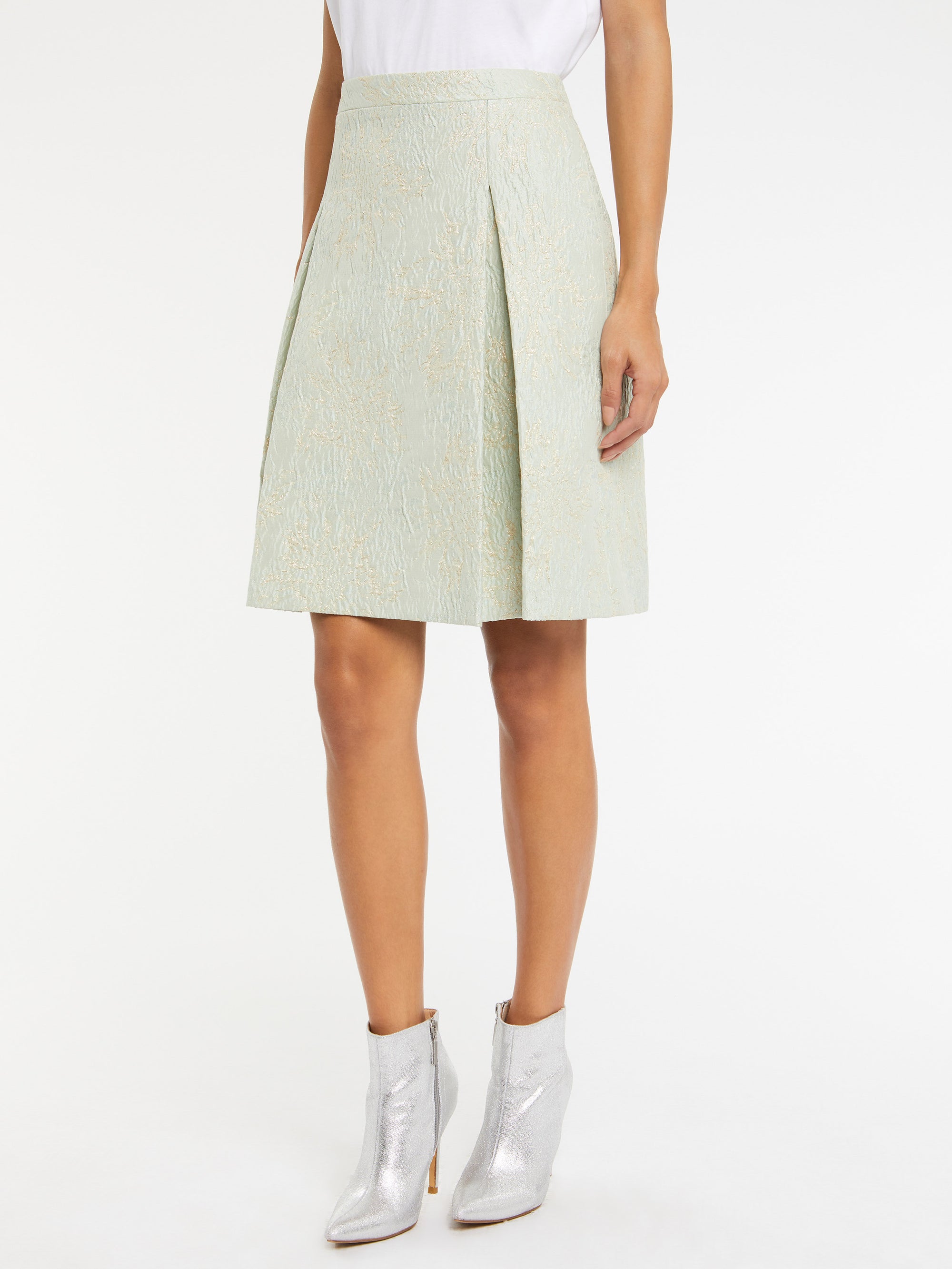 Jupe taille haute texturée - Vert pale