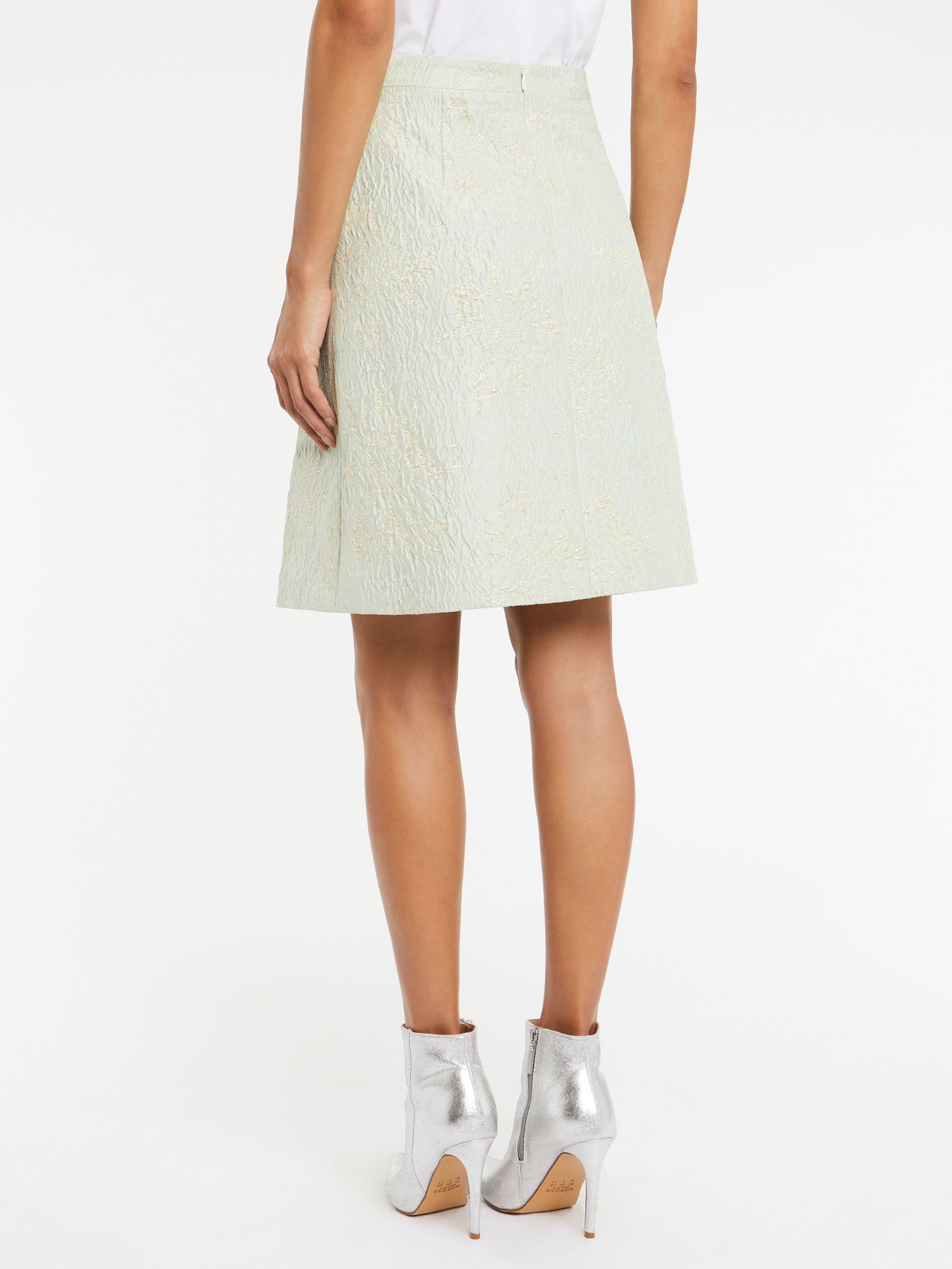 Jupe taille haute texturée - Vert pale