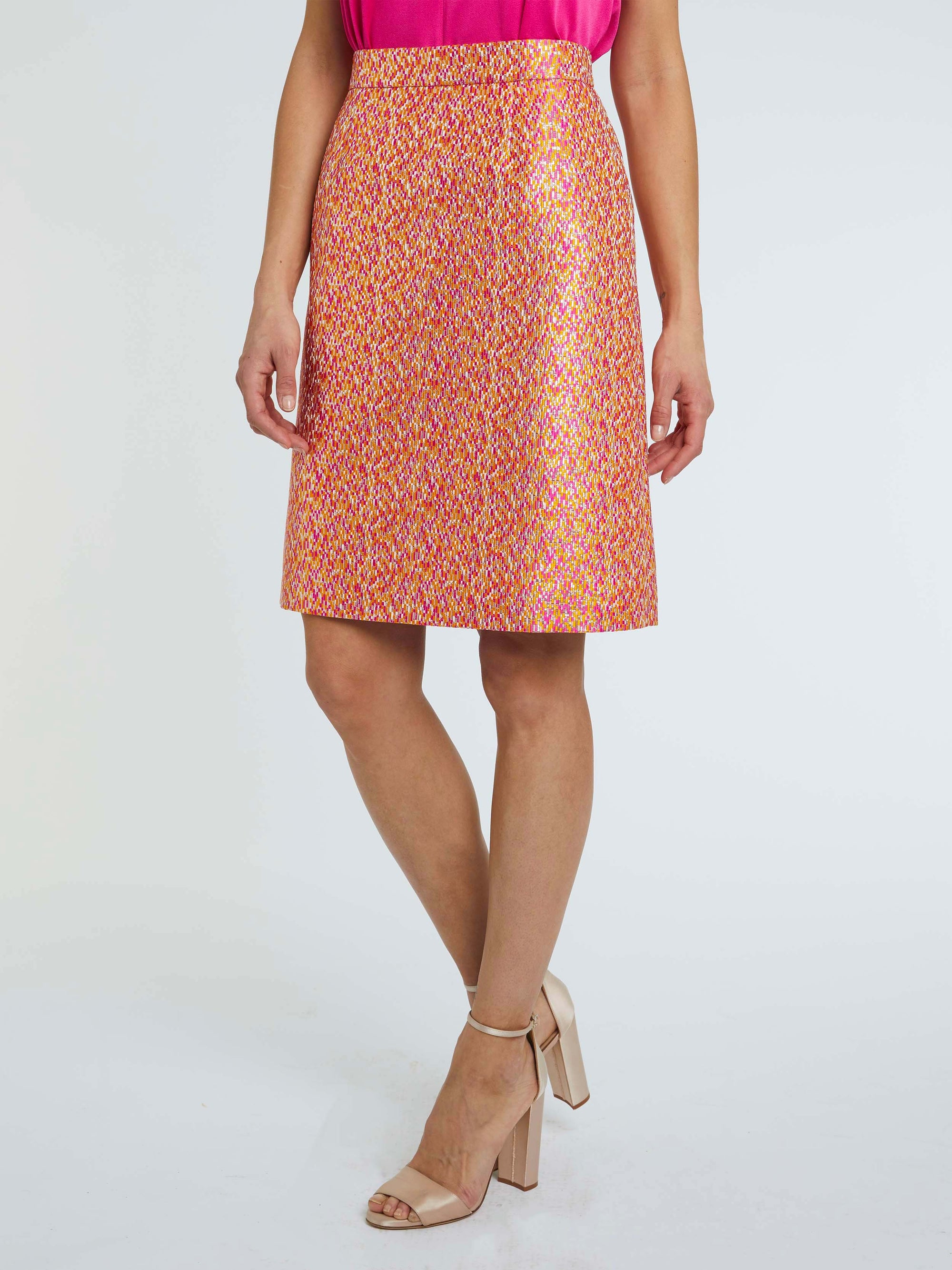 Jupe taille haute texturée - Multicolore
