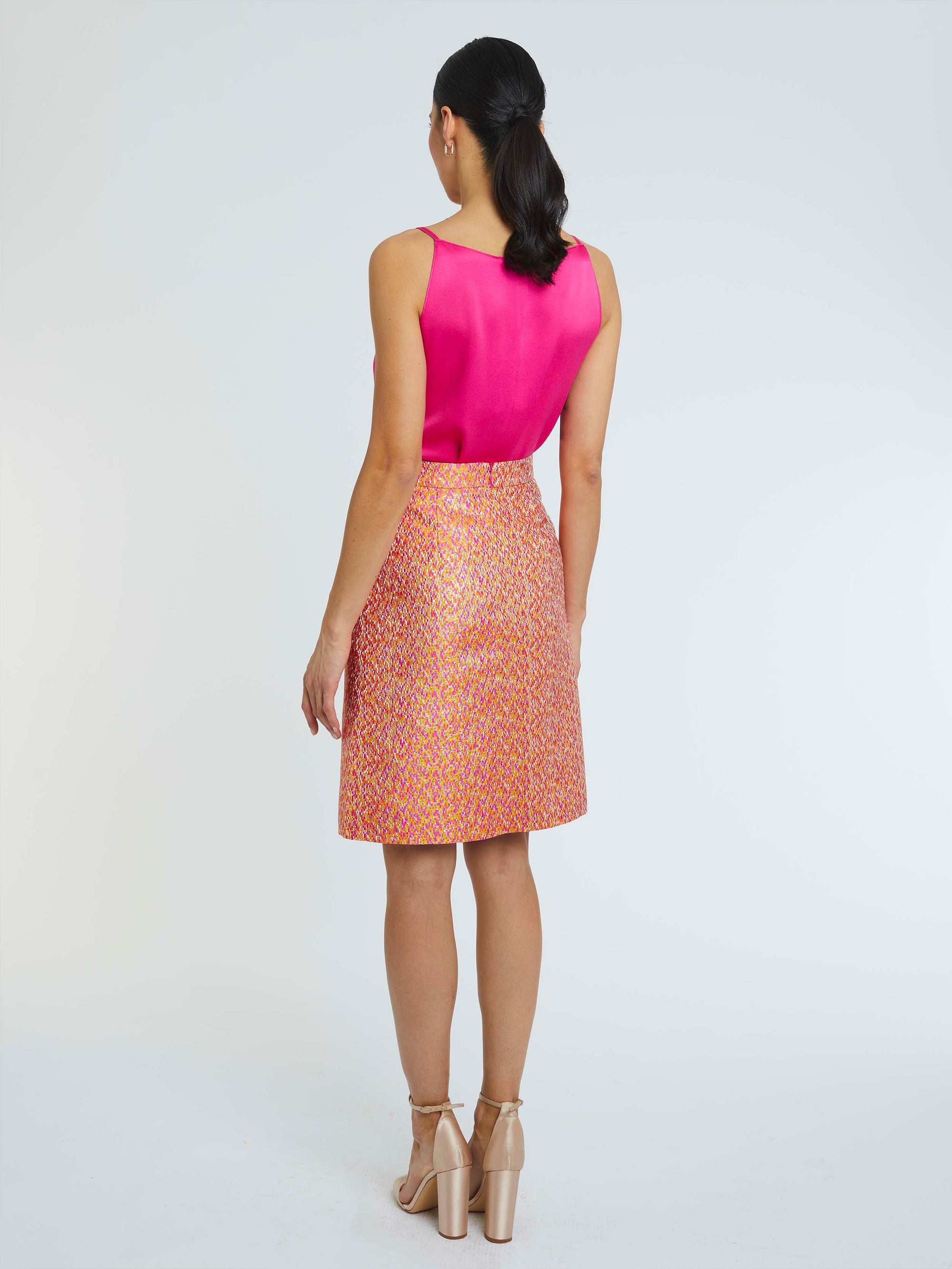 Jupe taille haute texturée - Multicolore