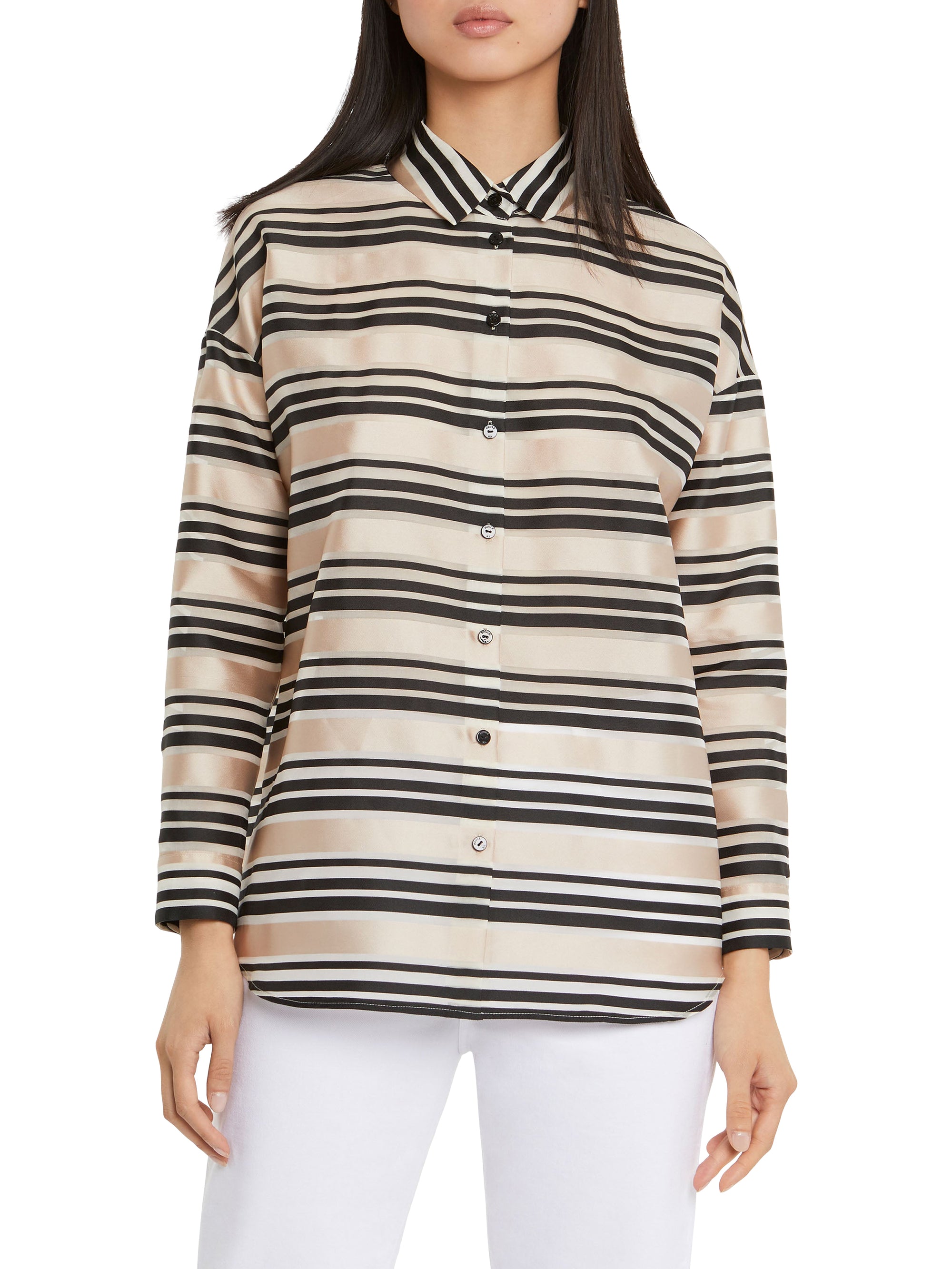 Chemise à manches longues - Beige & noir