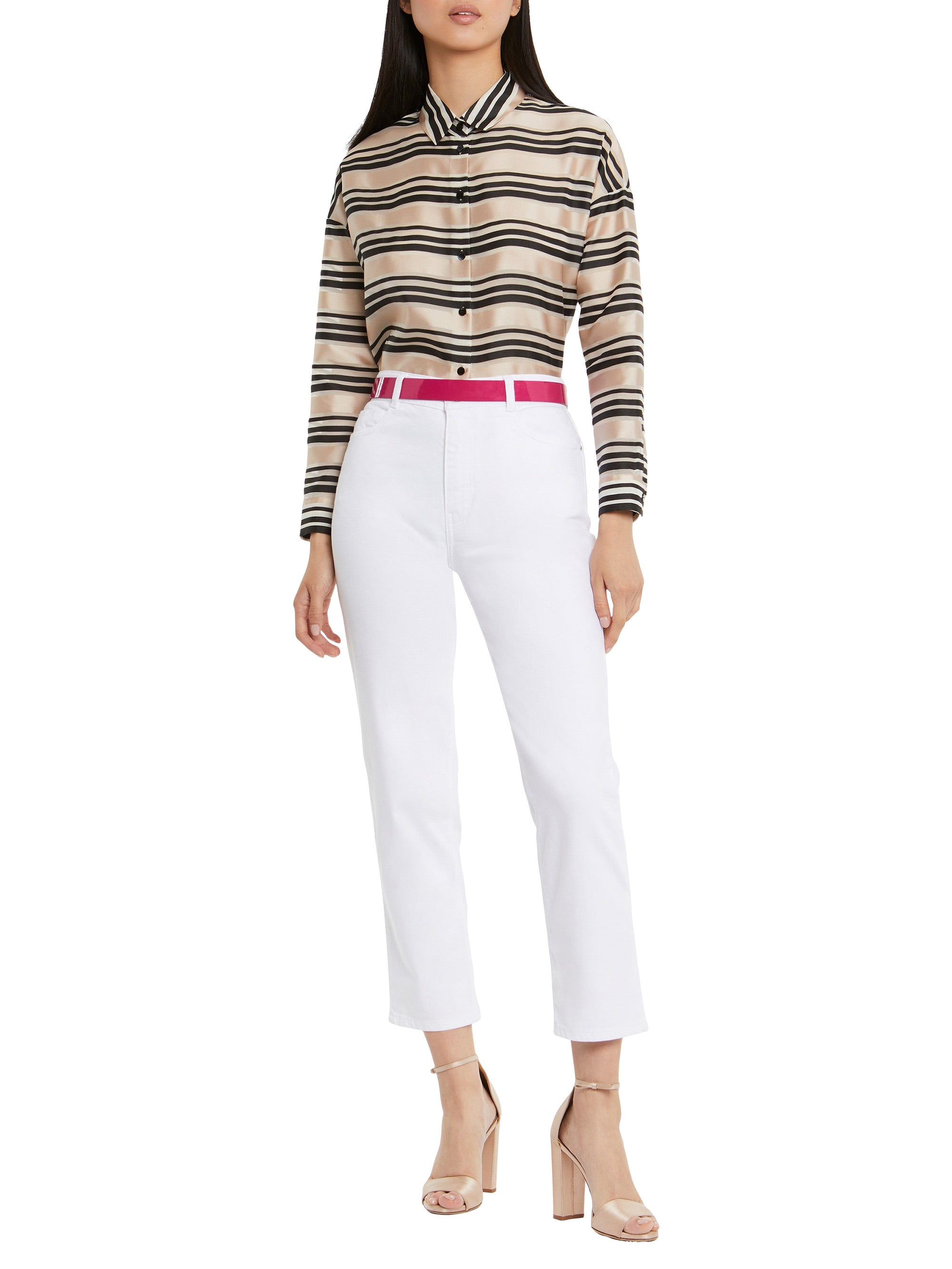 Chemise à manches longues - Beige & noir