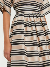 Jupe courte à rayures - Beige & noir