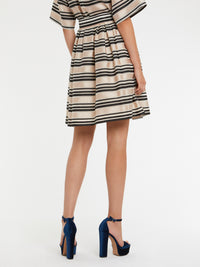Jupe courte à rayures - Beige & noir