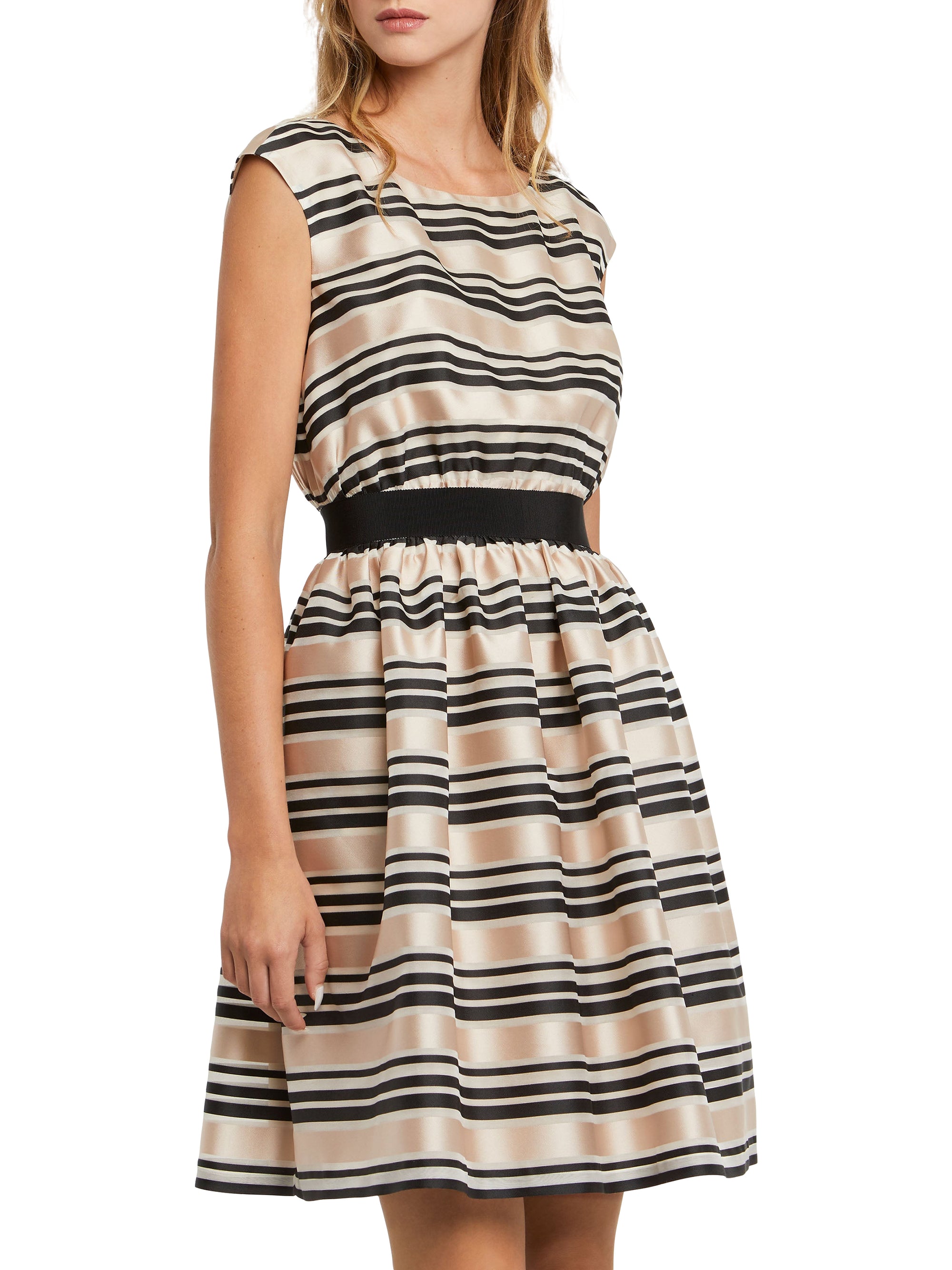 Robe à manches courtes - Beige & noir