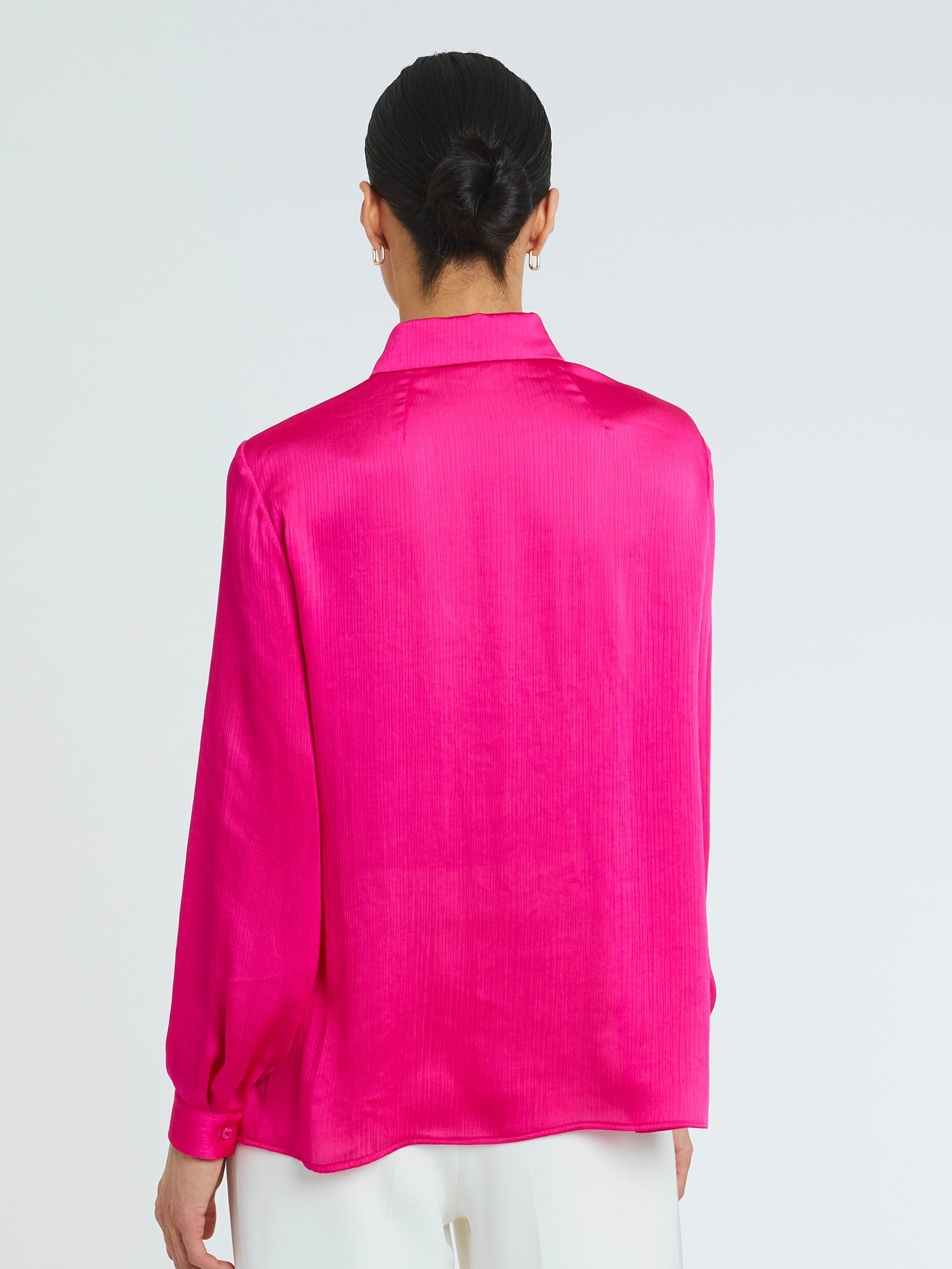 Chemise satinée à manches longues - Fuchsia