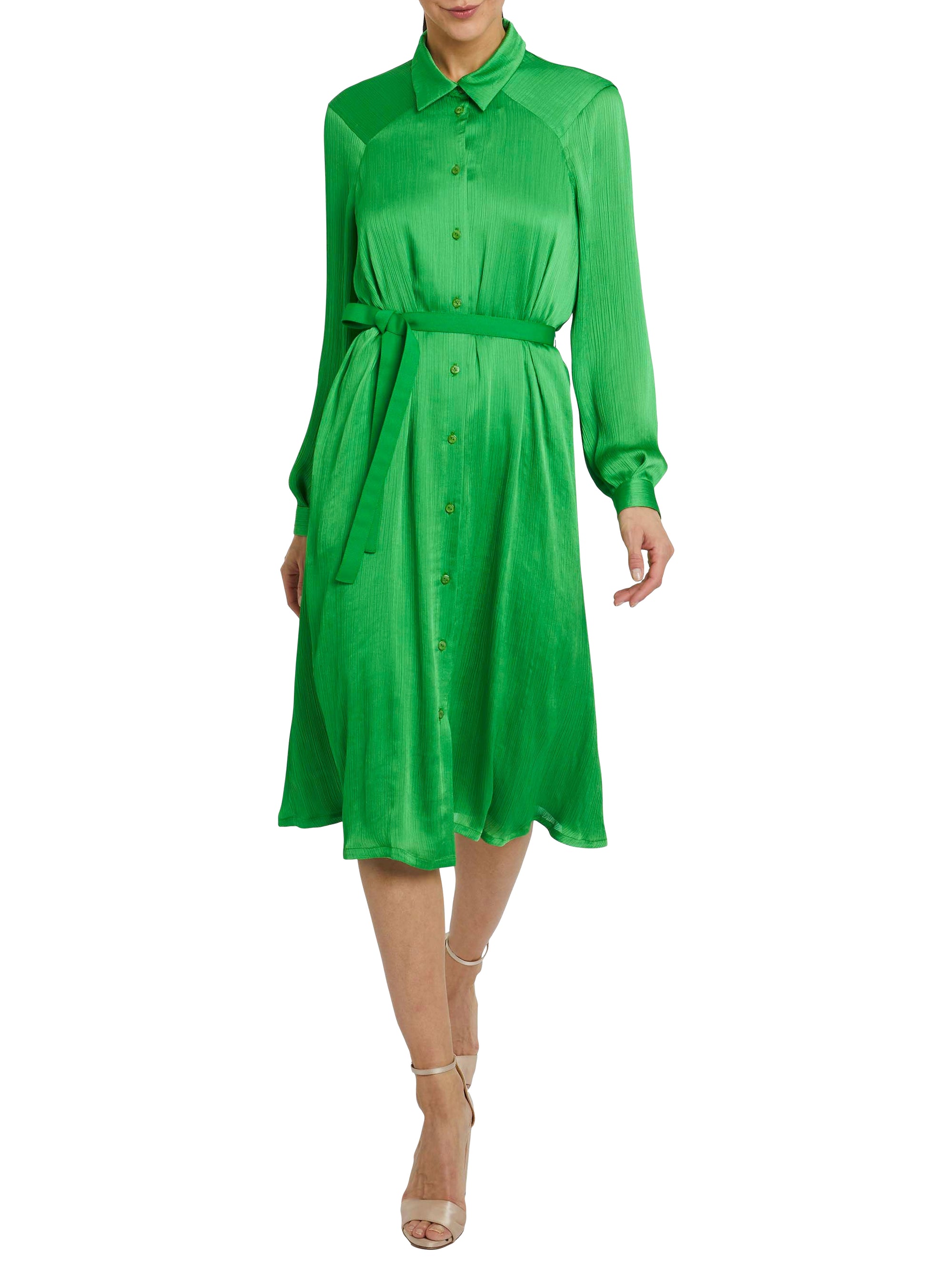 Robe mi-longue en crêpon fluide - Vert