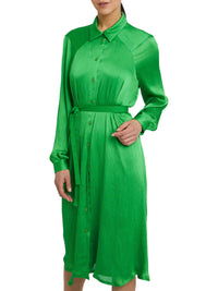 Robe mi-longue en crêpon fluide - Vert