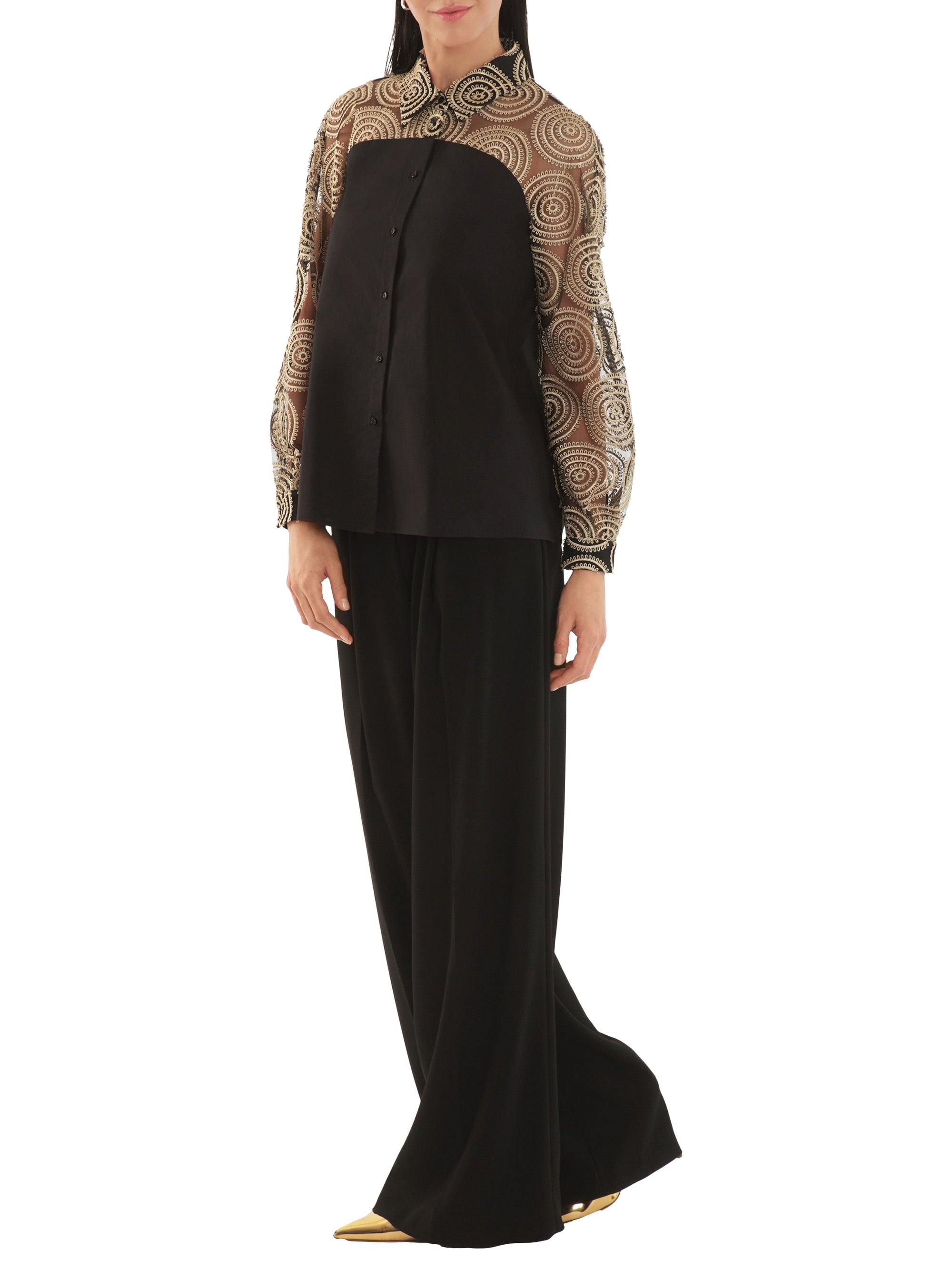 Chemise à manches longues - Noir & dore