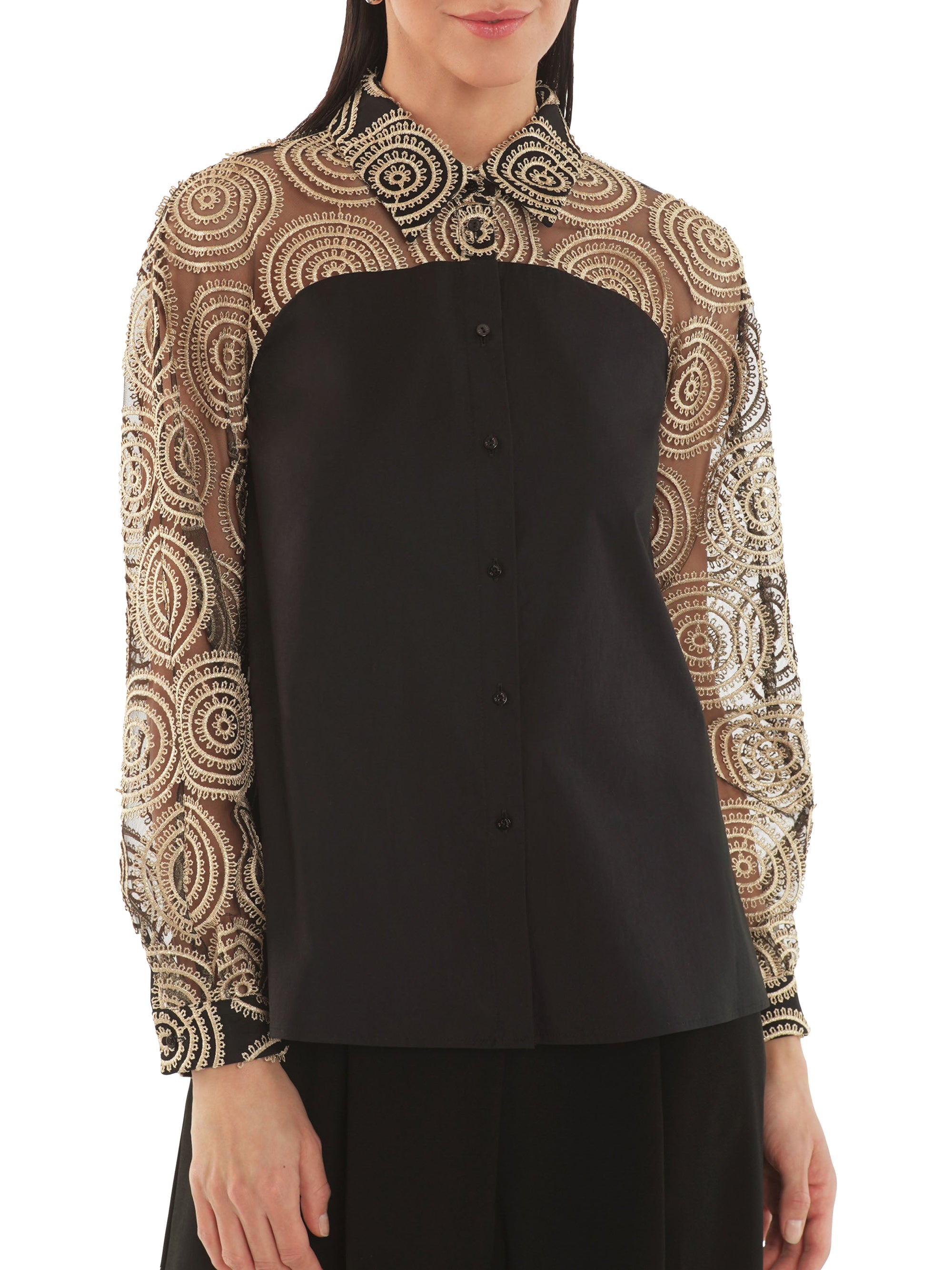 Chemise à manches longues - Noir & dore