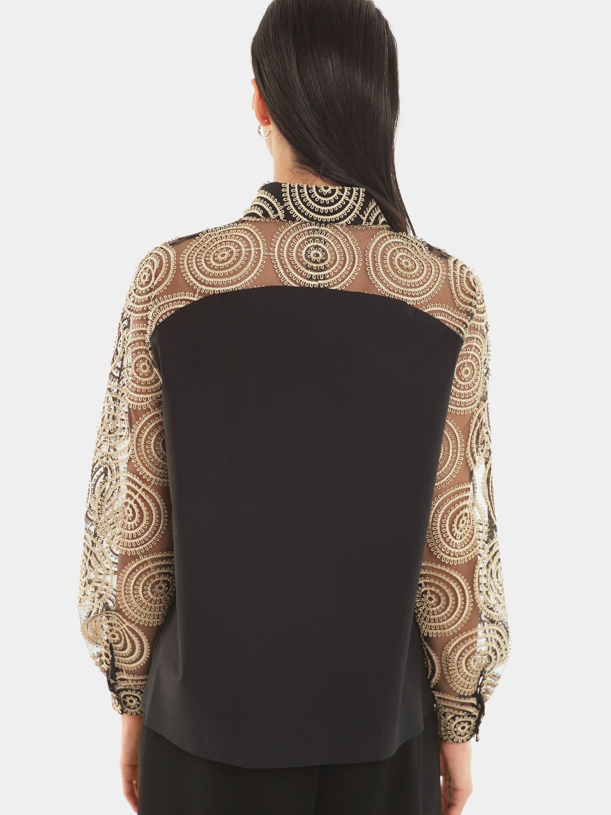 Chemise à manches longues - Noir & dore