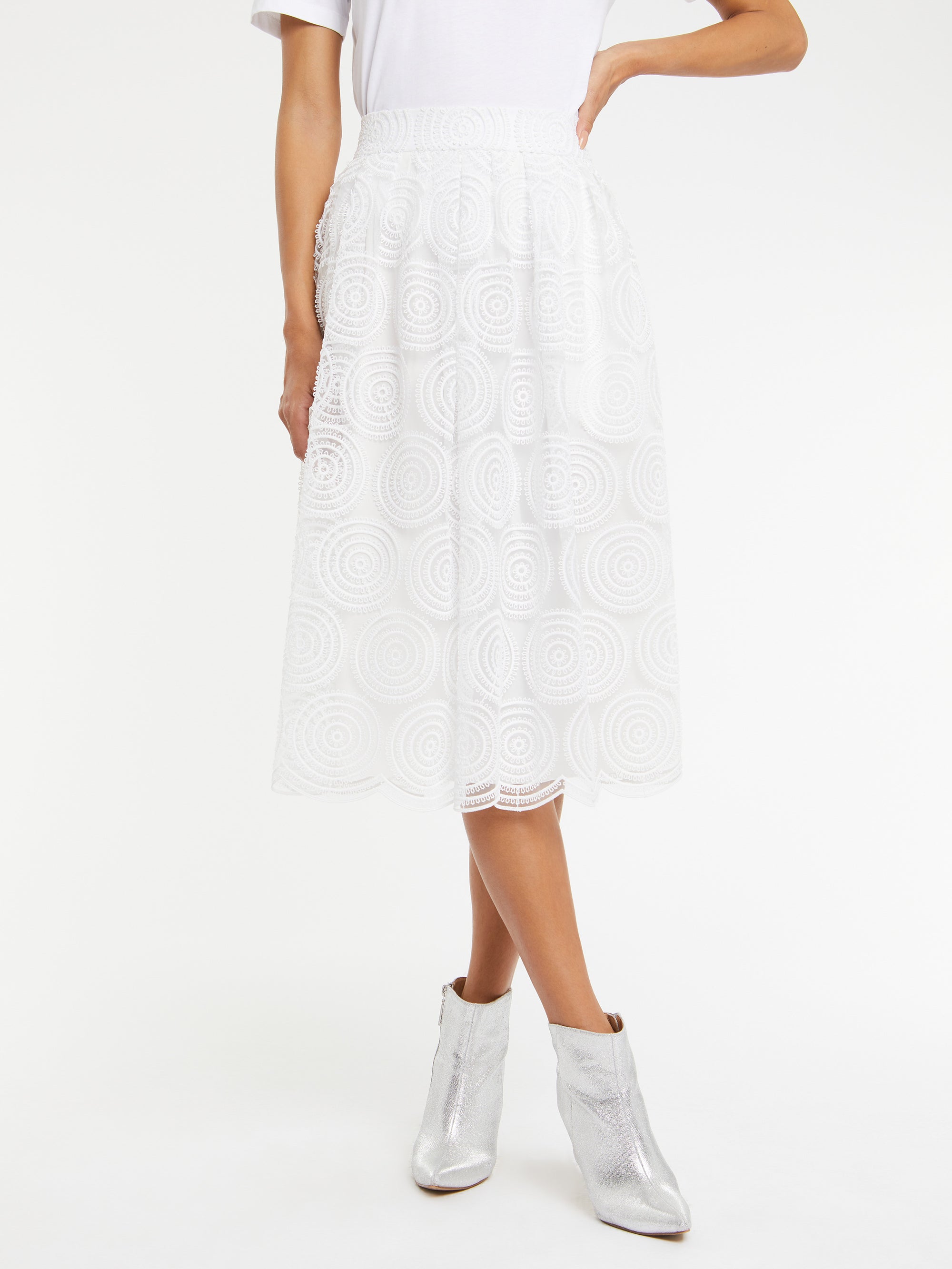 Jupe midi en tulle - Blanc cassé