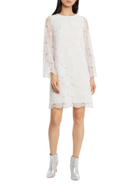 Robe à col rond en tulle - Blanc cassé