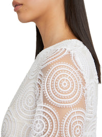 Robe à col rond en tulle - Blanc cassé