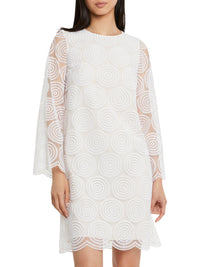 Robe à col rond en tulle - Blanc cassé