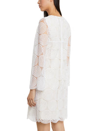 Robe à col rond en tulle - Blanc cassé