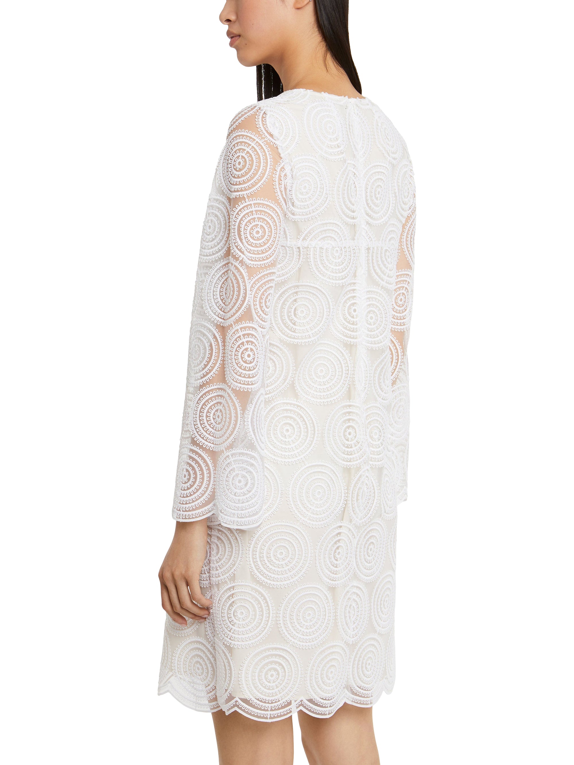 Robe à col rond en tulle - Blanc cassé
