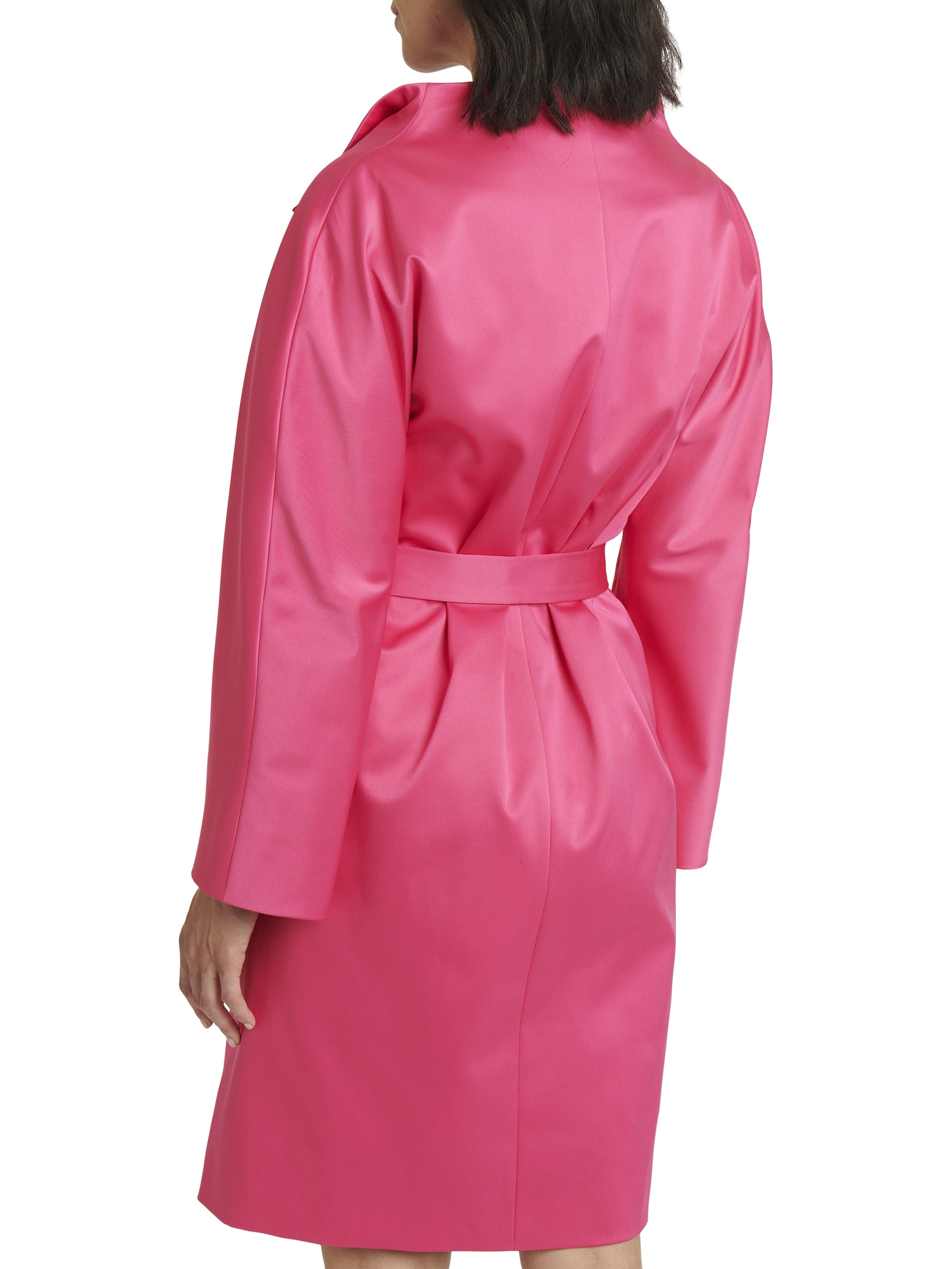 Manteau ceinturé en satin - Fuchsia