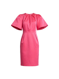 Short fitted satin dress - Shocking Pink