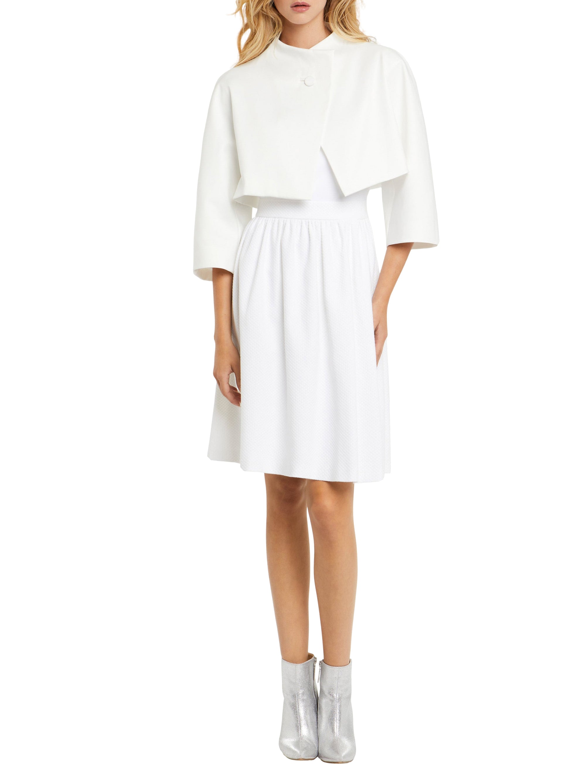 Veste à manches 3/4 en satin - Blanc cassé