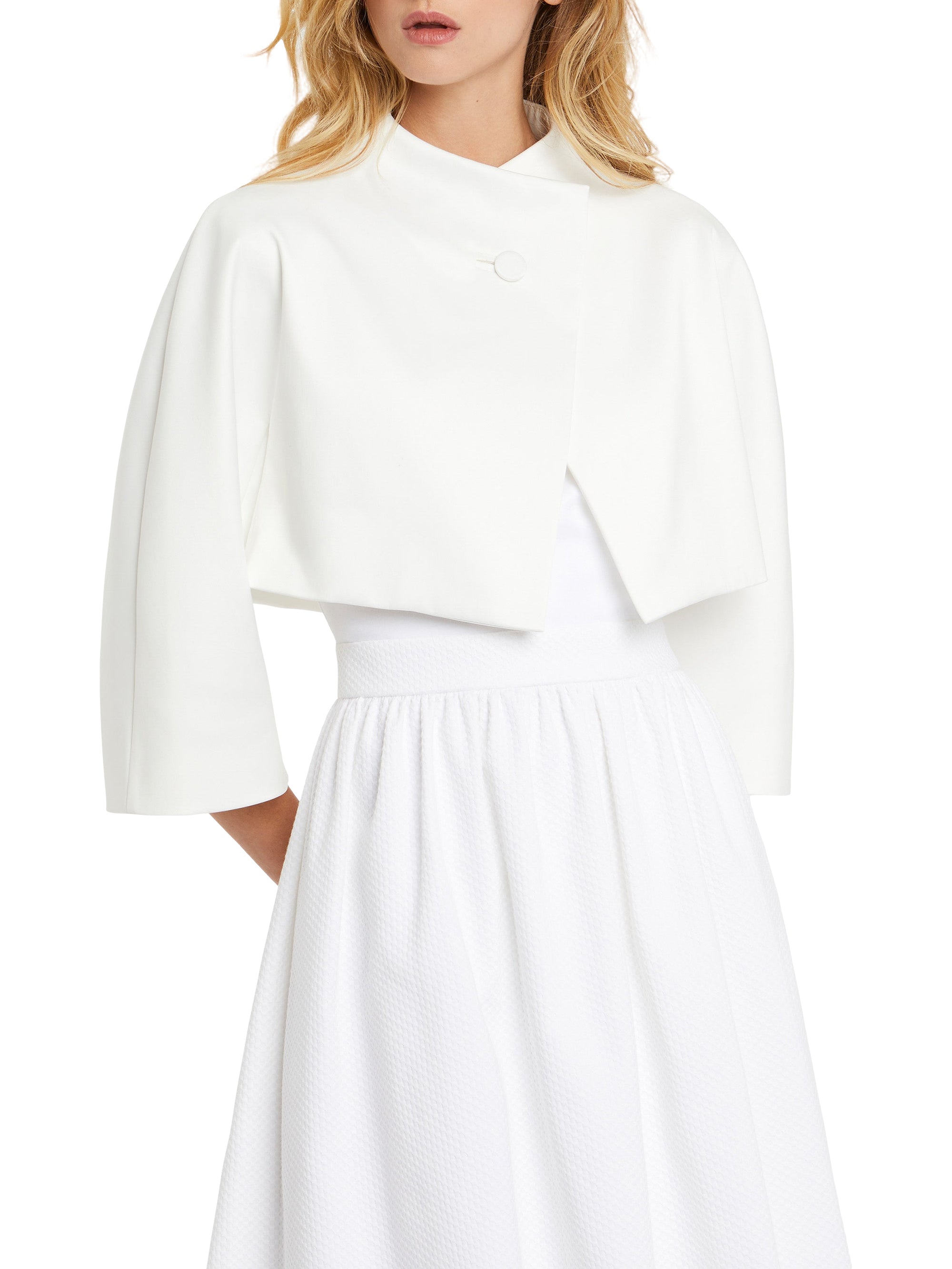 Veste à manches 3/4 en satin - Blanc cassé