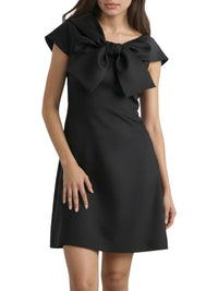 NOIR ROBE DRAPE NOEU