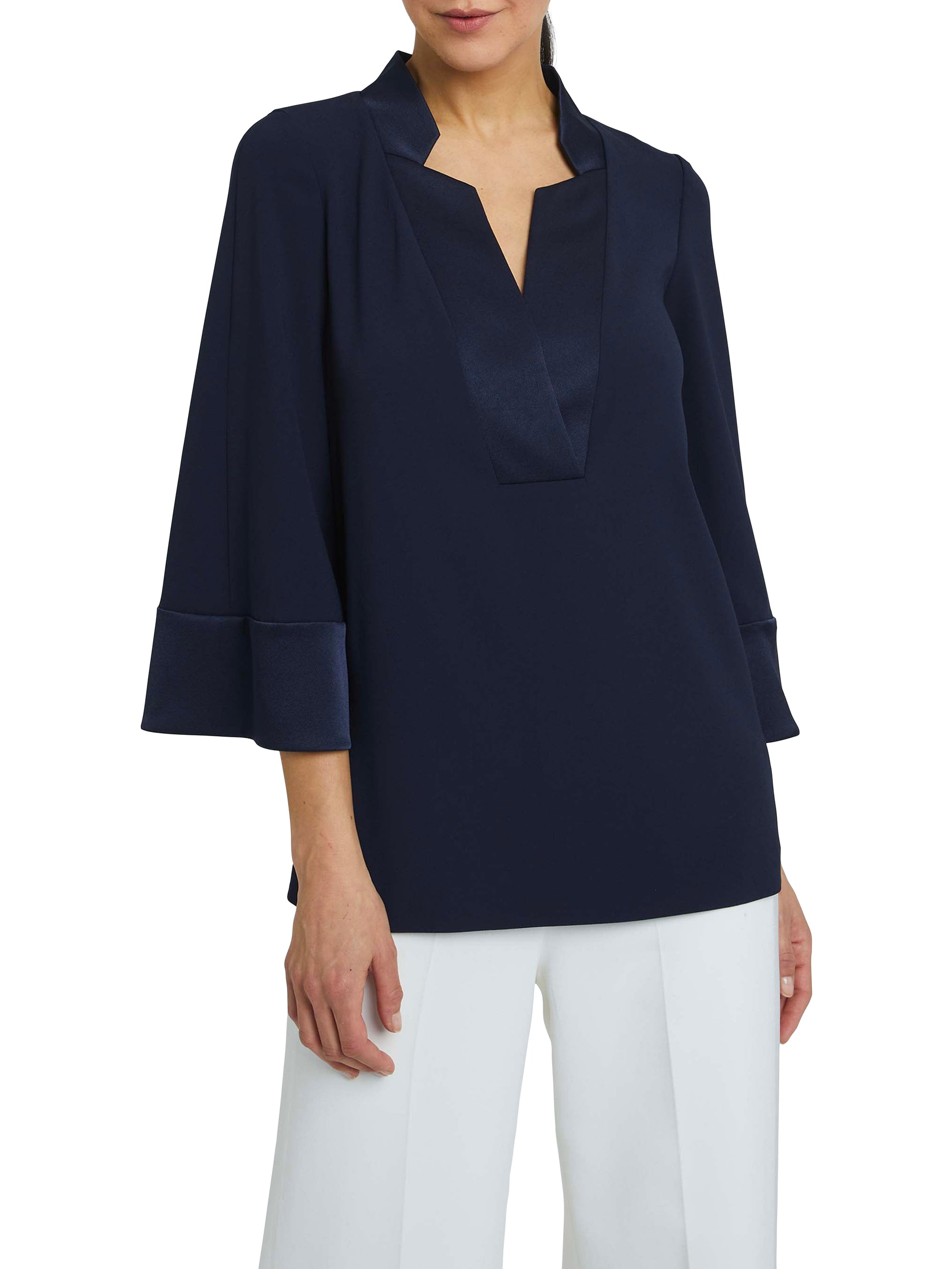 3/4-sleeve blouse - Navy blue