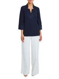 3/4-sleeve blouse - Navy blue