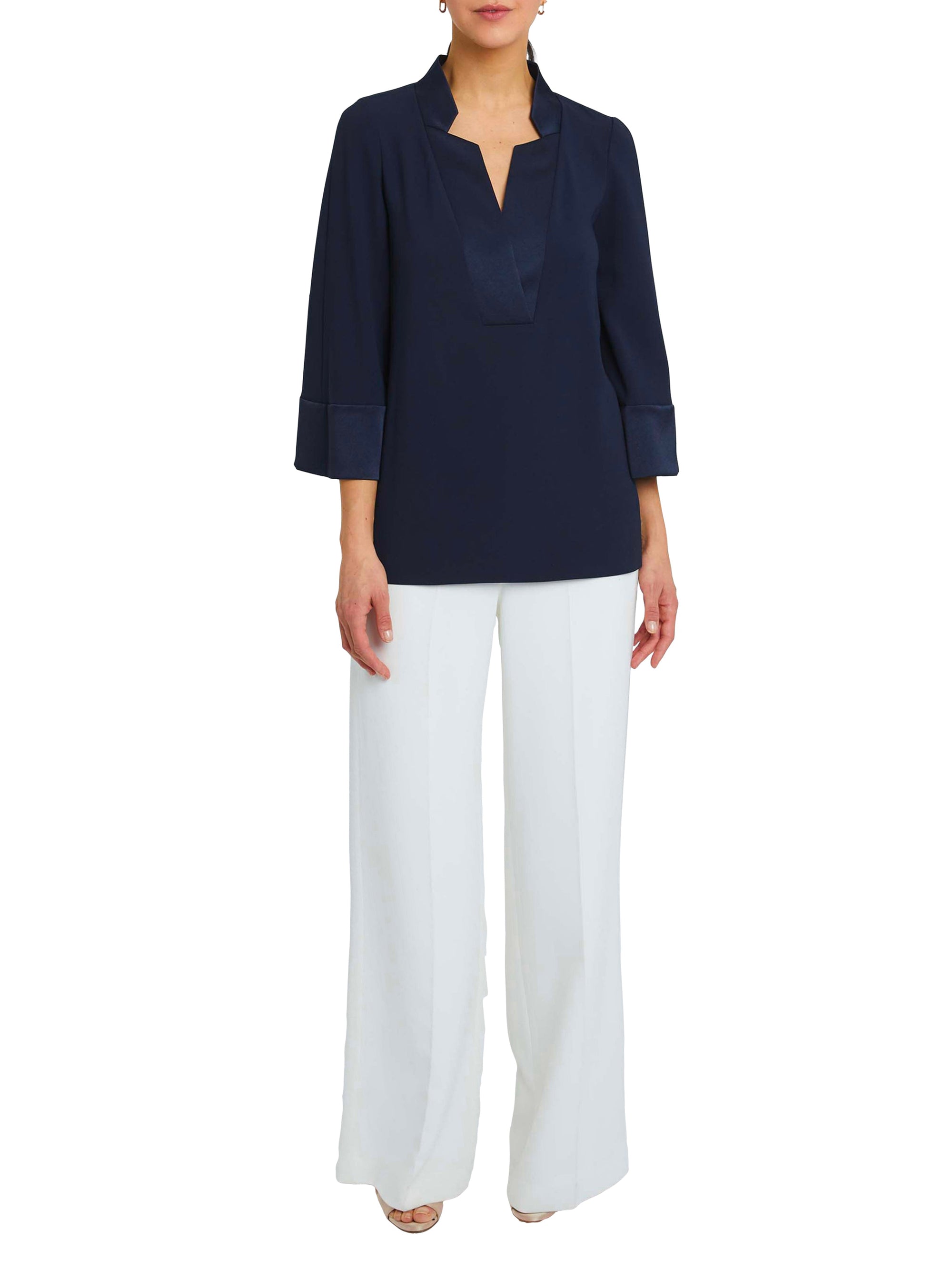 3/4-sleeve blouse - Navy blue