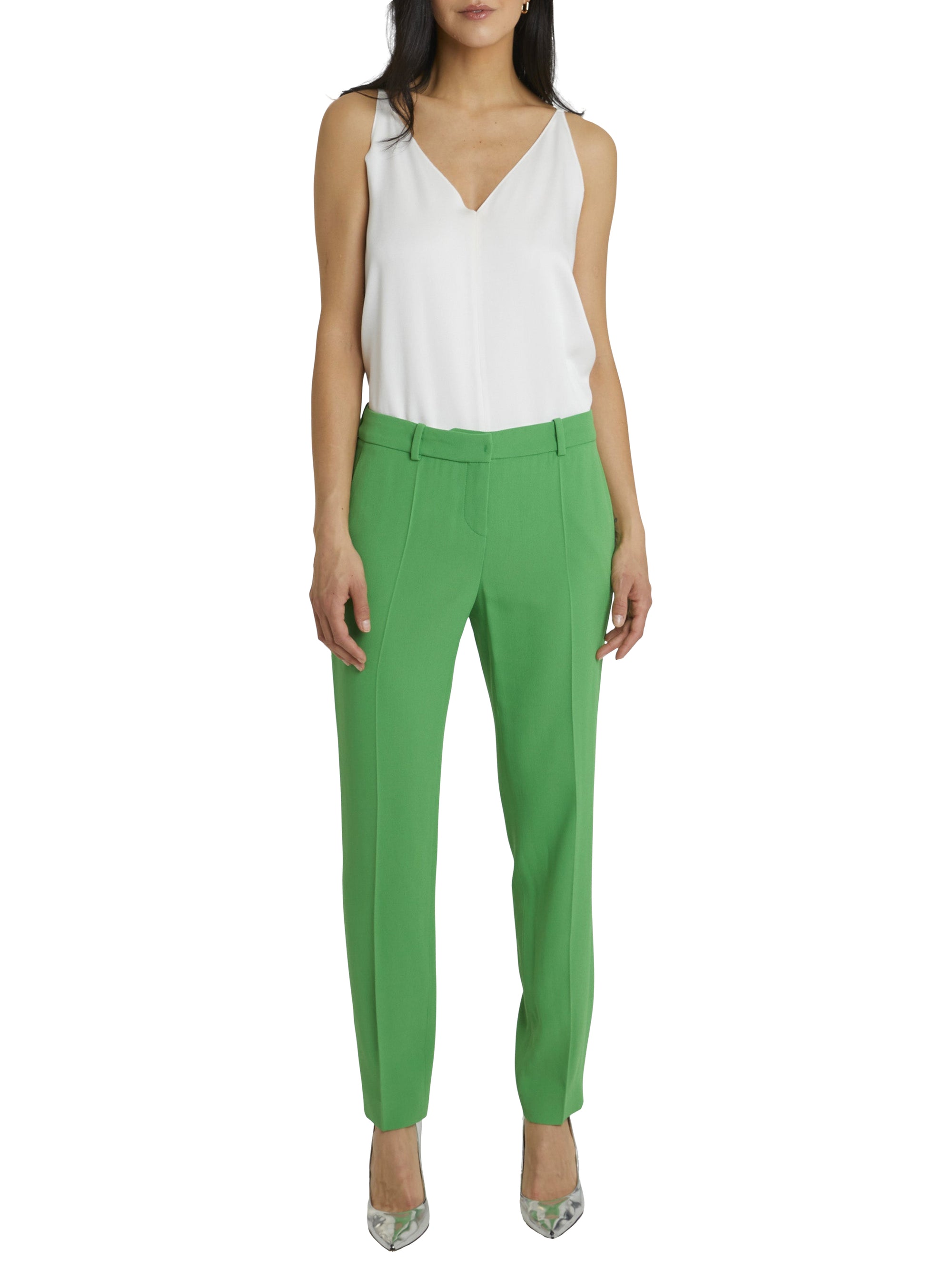 Straight-leg trousers with clips - Green