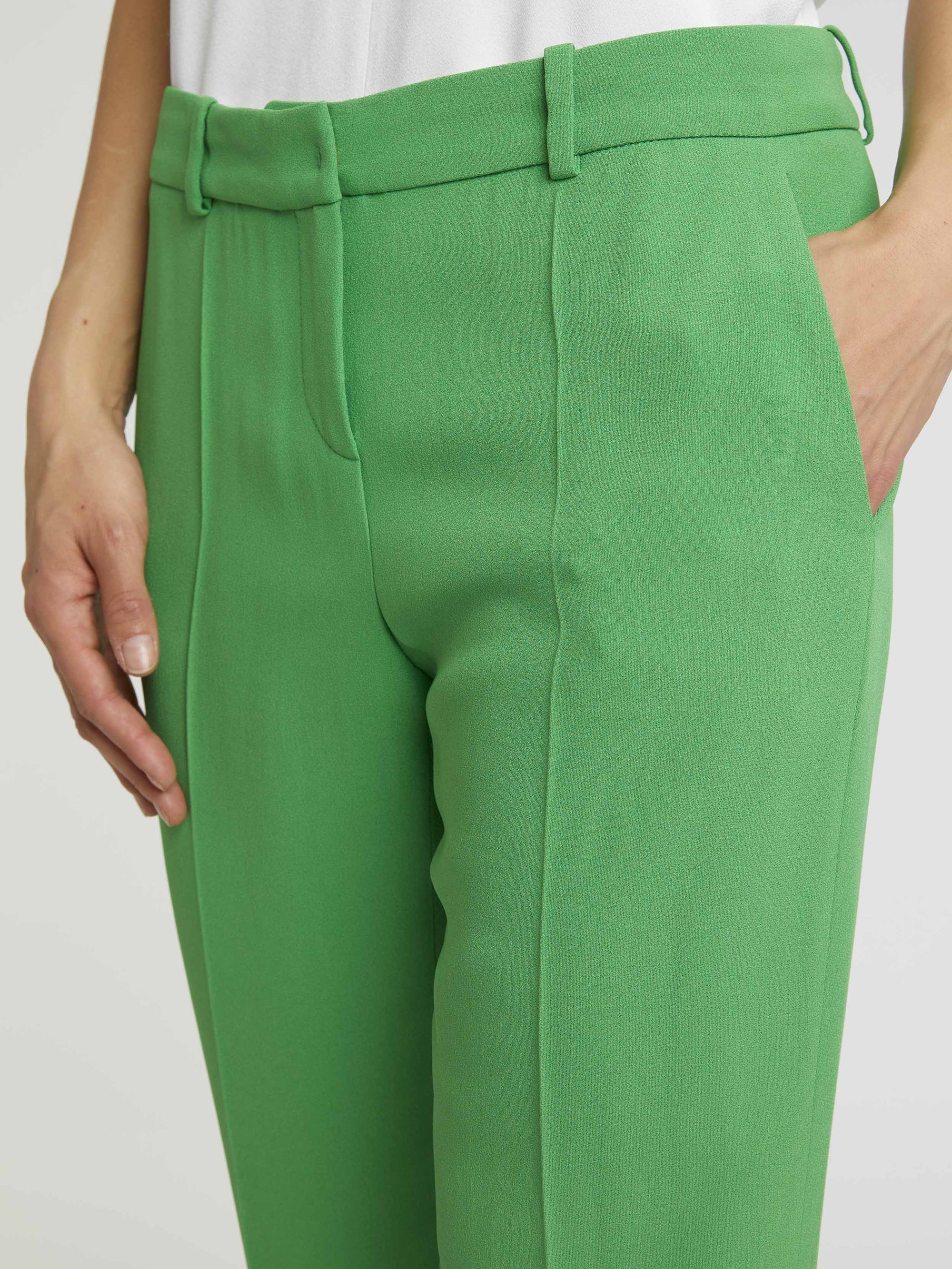 Straight-leg trousers with clips - Green