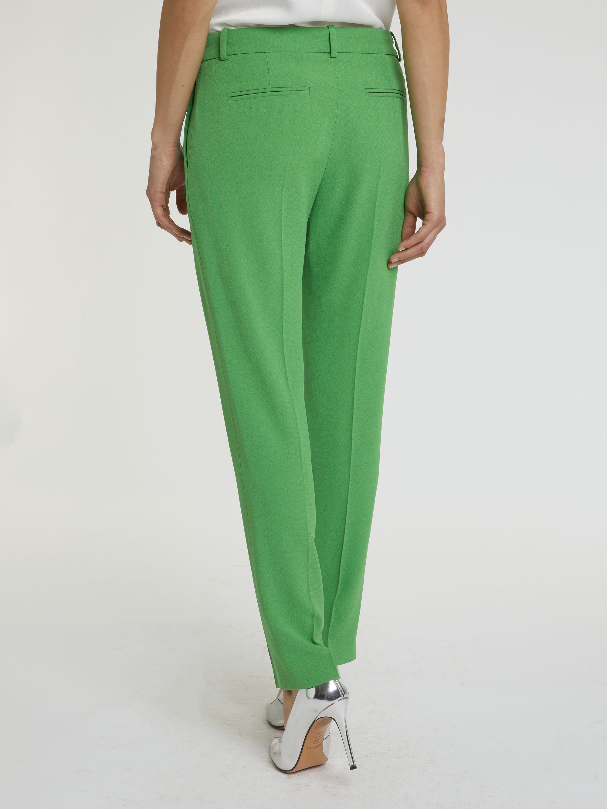 Straight-leg trousers with clips - Green