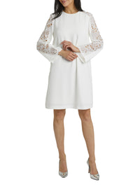 Robe satinée à manches longues - Blanc cassé