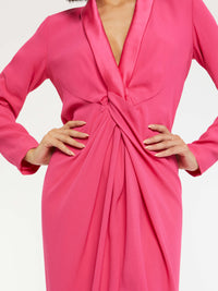 Fitted long-sleeved dress - Fuchsia